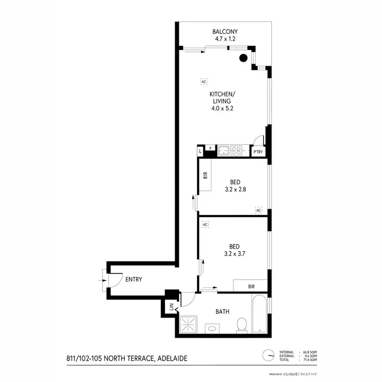Floorplan of Homely apartment listing, 811/102-105 North Terrace, Adelaide SA 5000