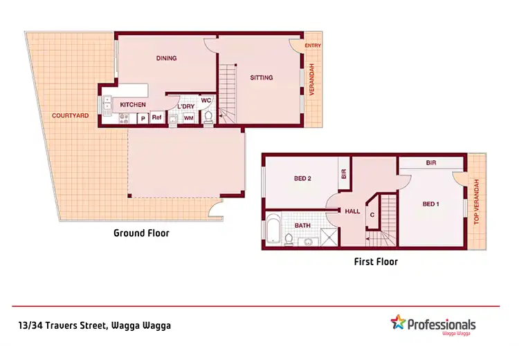 Floorplan of Homely townhouse listing, 13/34 Travers Street, Wagga Wagga NSW 2650