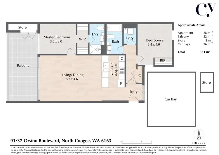 Floorplan of Homely apartment listing, 91/37 Orsino Boulevard, North Coogee WA 6163