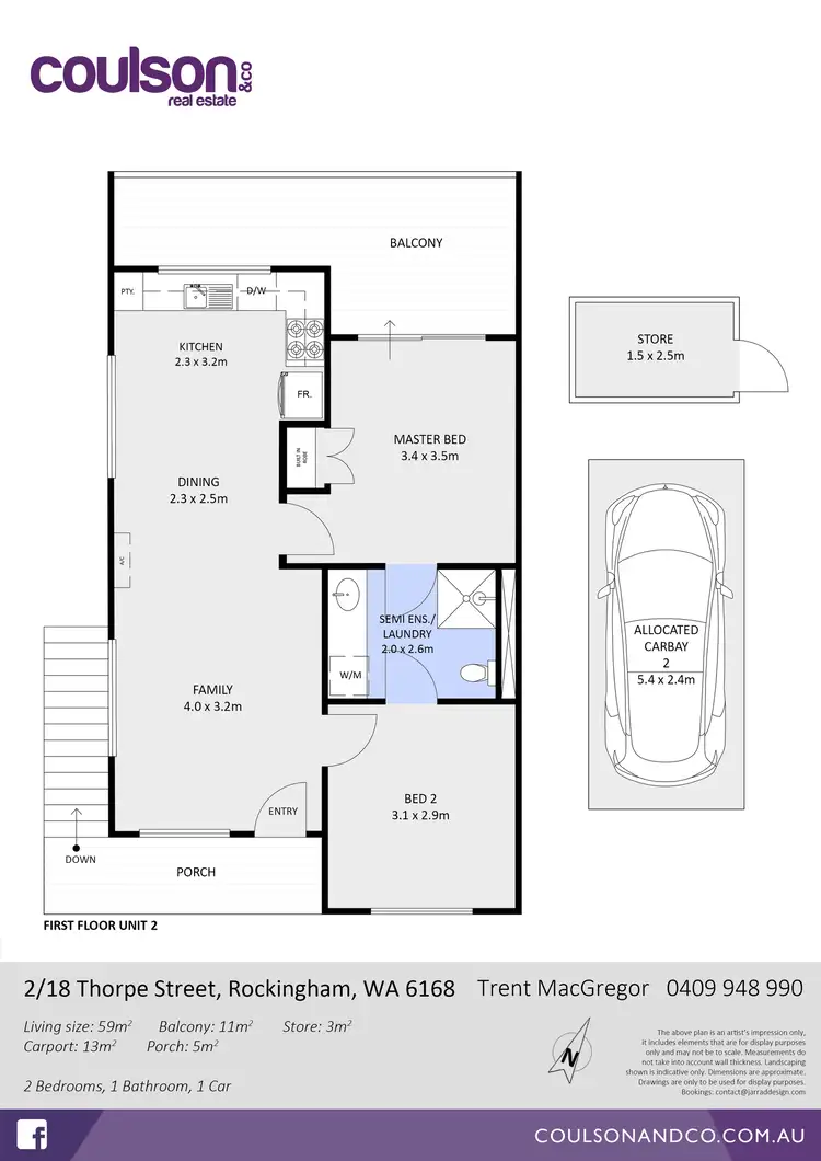 Floorplan of Homely unit listing, 2/18 Thorpe Street, Rockingham WA 6168