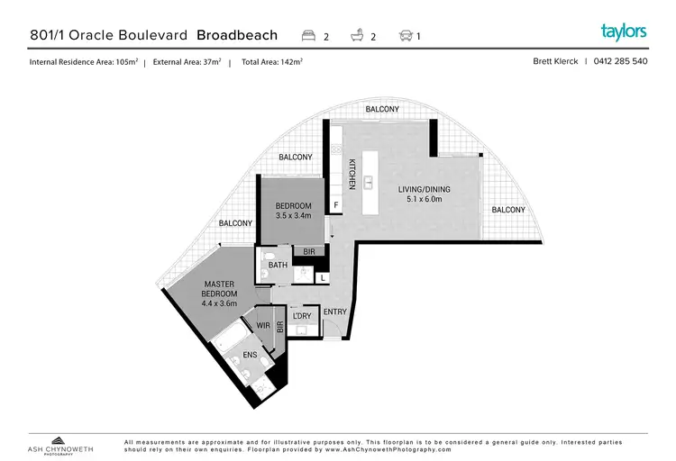 Floorplan of Homely apartment listing, 801/1 Oracle Boulevard, Broadbeach QLD 4218