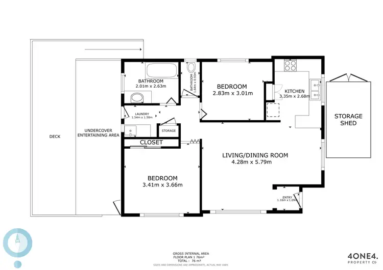 Floorplan of Homely unit listing, 1/1b Elwick Road, Glenorchy TAS 7010