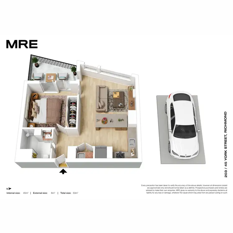Floorplan of Homely apartment listing, 203/45 York Street, Richmond VIC 3121