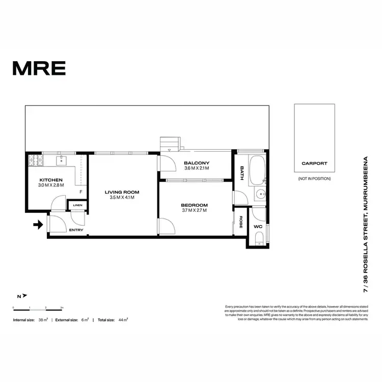Floorplan of Homely apartment listing, 7/36 Rosella Street, Murrumbeena VIC 3163