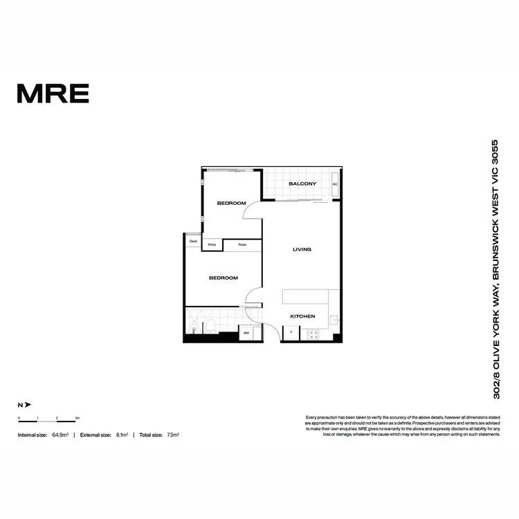 Floorplan of Homely apartment listing, 302/8 Olive York Way, Brunswick West VIC 3055