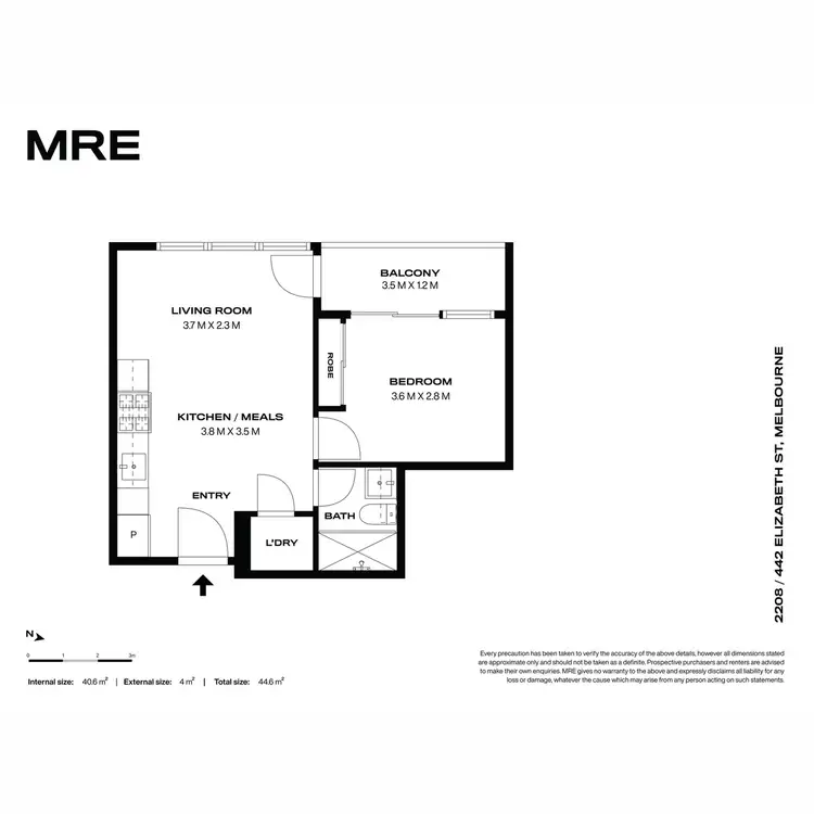 Floorplan of Homely apartment listing, 2208/442 Elizabeth Street, Melbourne VIC 3000