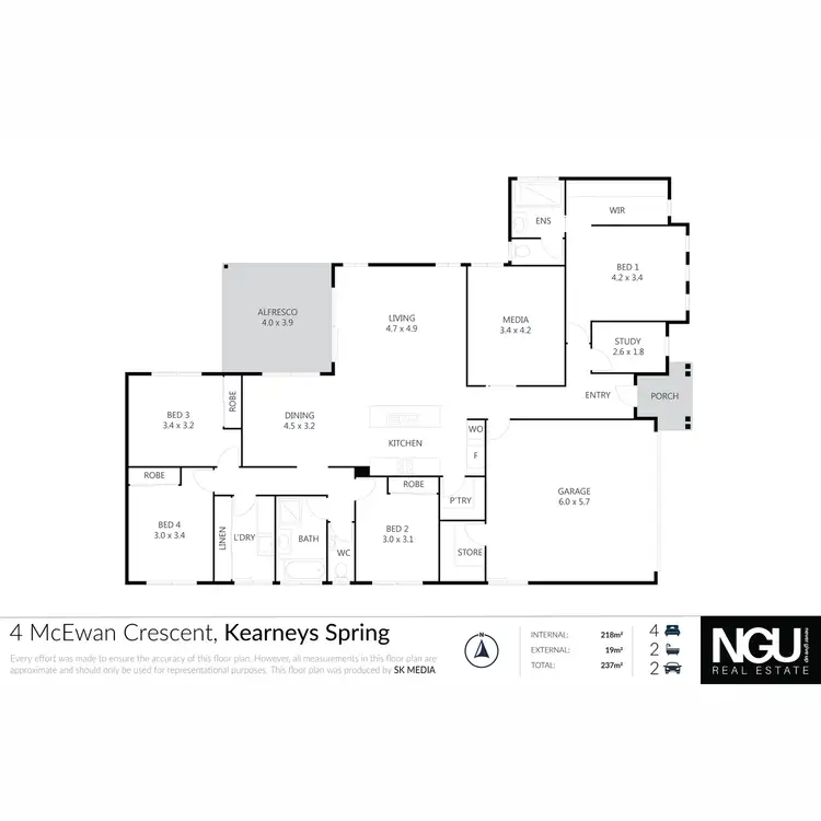 Floorplan of Homely house listing, 4 McEwan Crescent, Kearneys Spring QLD 4350