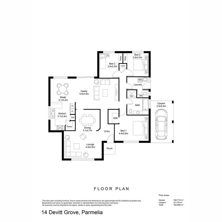 Floorplan of Homely house listing, 14 Devitt Grove, Parmelia WA 6167