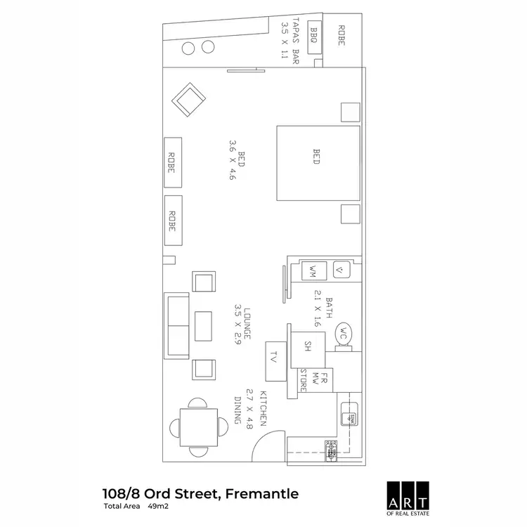 Floorplan of Homely apartment listing, 108/8 Ord Street, Fremantle WA 6160