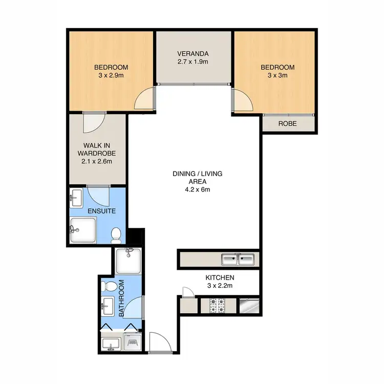 Floorplan of Homely apartment listing, 1407/25 Connor Street, Fortitude Valley QLD 4006