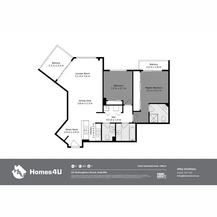 Floorplan of Homely unit listing, Unit 6/1 McNaughton Street, Redcliffe QLD 4020
