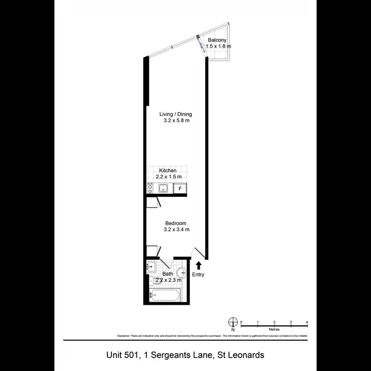 Floorplan of Homely studio listing, 501/1 Sergeants Lane, St Leonards NSW 2065