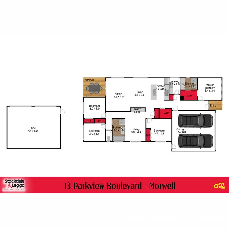 Floorplan of Homely house listing, 13 Parkview Boulevard, Morwell VIC 3840