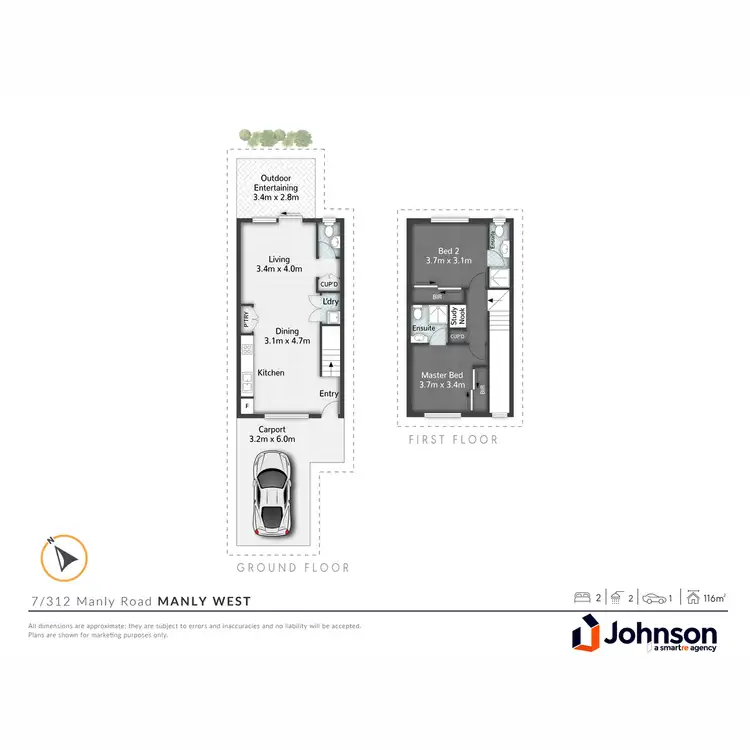 Floorplan of Homely townhouse listing, 7/312 Manly Road, Manly West QLD 4179