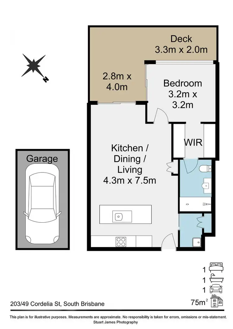 Floorplan of Homely apartment listing, 203/49 Cordelia Street, South Brisbane QLD 4101