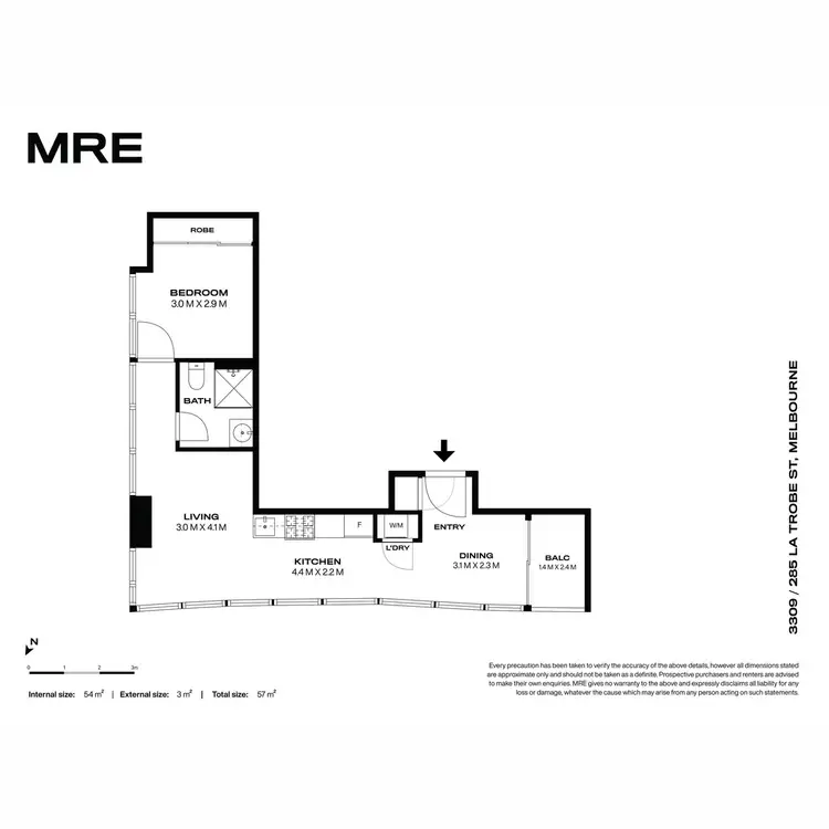 Floorplan of Homely apartment listing, 3309/285 La Trobe Street, Melbourne VIC 3000