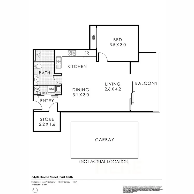 Floorplan of Homely apartment listing, 34/36 Bronte Street, East Perth WA 6004