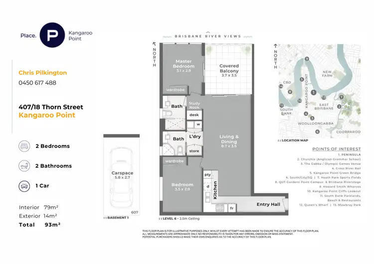 Floorplan of Homely apartment listing, 407/18 Thorn Street, Kangaroo Point QLD 4169