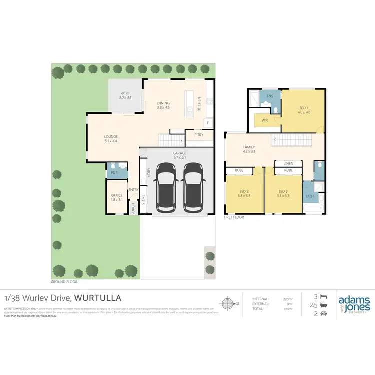 Floorplan of Homely semi-detached listing, 1/38 Wurley Drive, Wurtulla QLD 4575