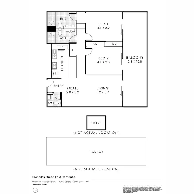 Floorplan of Homely apartment listing, 16/3 Silas Street, East Fremantle WA 6158