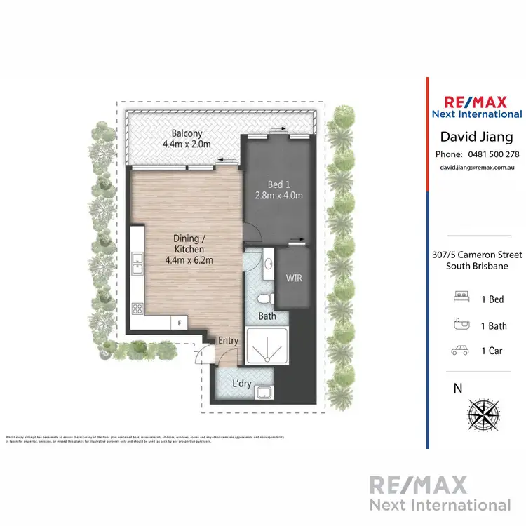 Floorplan of Homely apartment listing, 307/5 Cameron Street, South Brisbane QLD 4101