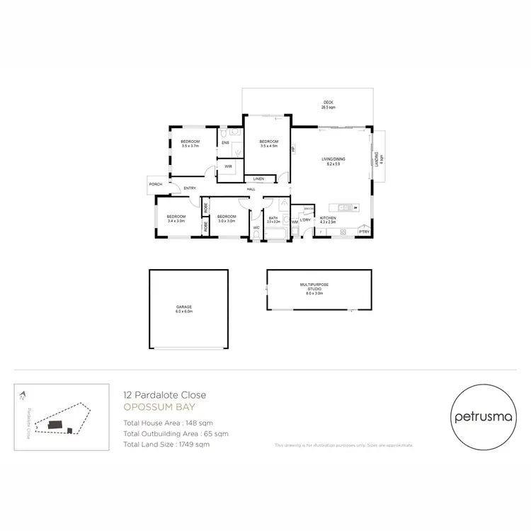Floorplan of Homely house listing, 12 Pardalote Close, Opossum Bay TAS 7023