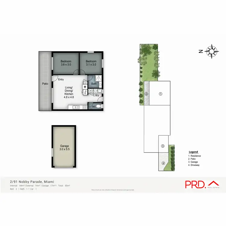 Floorplan of Homely semi-detached listing, 2/91 Nobby Parade, Miami QLD 4220