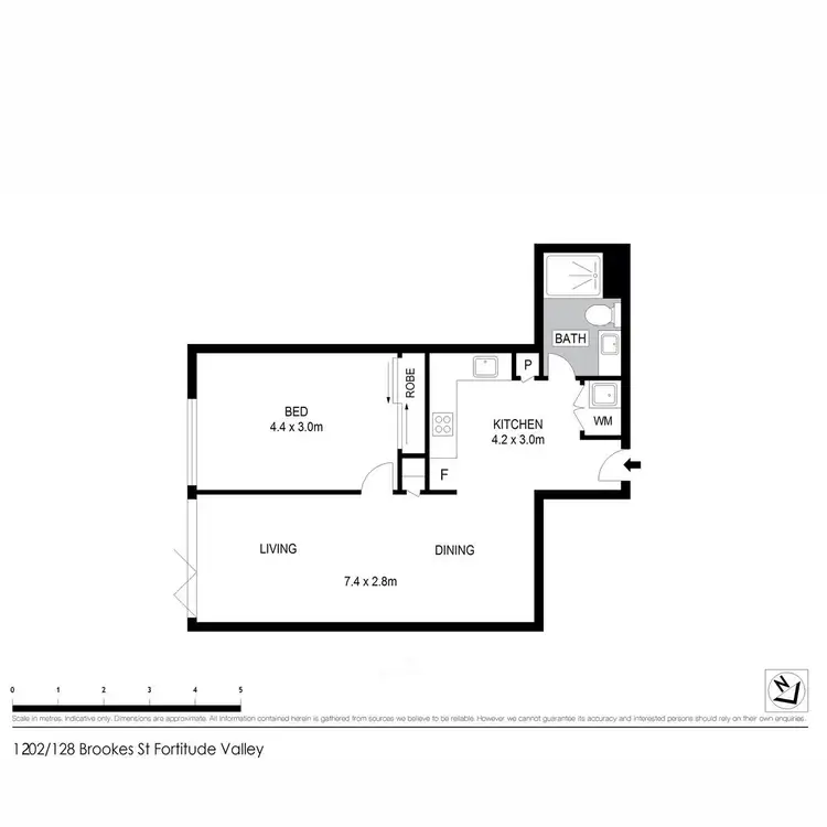 Floorplan of Homely apartment listing, 1202/128 Brookes Street, Fortitude Valley QLD 4006