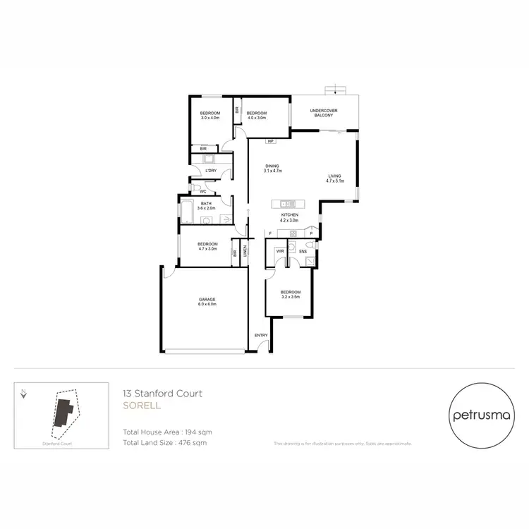 Floorplan of Homely house listing, 13 Stanford Court, Sorell TAS 7172