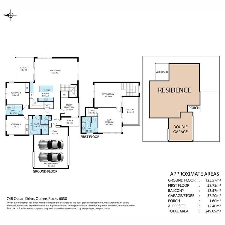 Floorplan of Homely house listing, 74b Ocean Drive, Quinns Rocks WA 6030