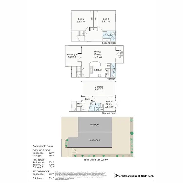 Floorplan of Homely townhouse listing, 6/190 Loftus Street, North Perth WA 6006