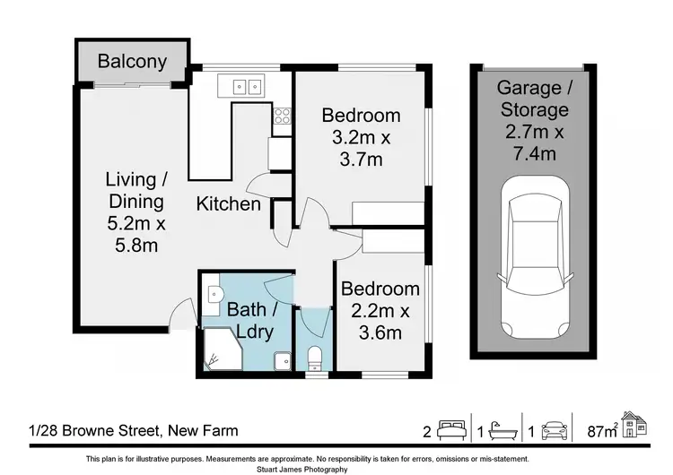 Floorplan of Homely unit listing, 1/28 Browne Street, New Farm QLD 4005