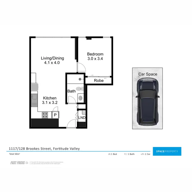 Floorplan of Homely apartment listing, 1117/128 Brookes Street, Fortitude Valley QLD 4006