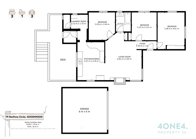 Floorplan of Homely house listing, 79 Renfrew Circle, Goodwood TAS 7010