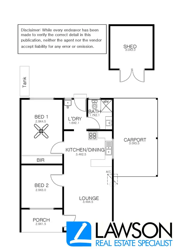 Floorplan of Homely unit listing, 2/13 George Street, Port Lincoln SA 5606