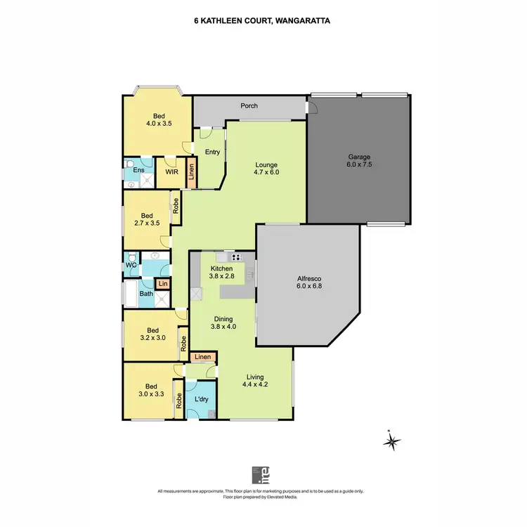 Floorplan of Homely house listing, 6 Kathleen Court, Wangaratta VIC 3677
