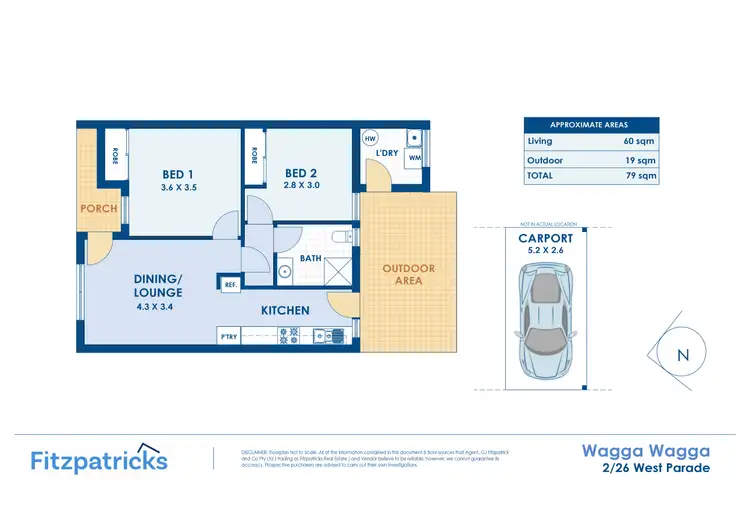 Floorplan of Homely unit listing, 2/26 West Parade, Wagga Wagga NSW 2650