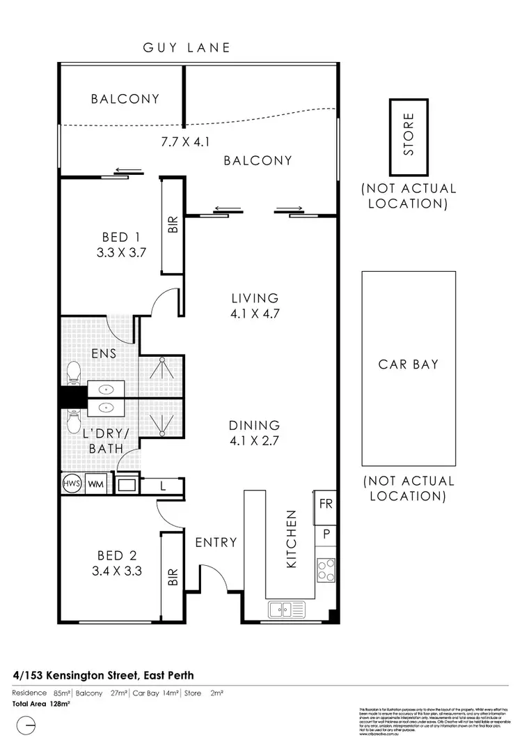 Floorplan of Homely apartment listing, 4/153 Kensington Street, East Perth WA 6004