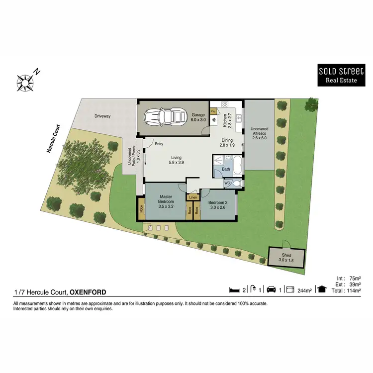 Floorplan of Homely semi-detached listing, 1/7 Hercule Court, Oxenford QLD 4210