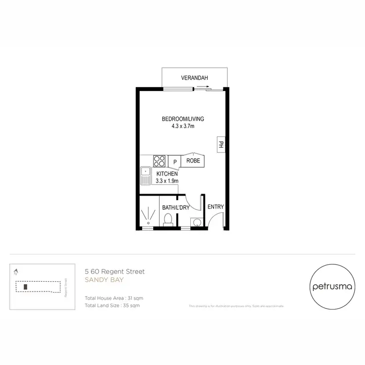 Floorplan of Homely unit listing, 5/60 Regent Street, Sandy Bay TAS 7005