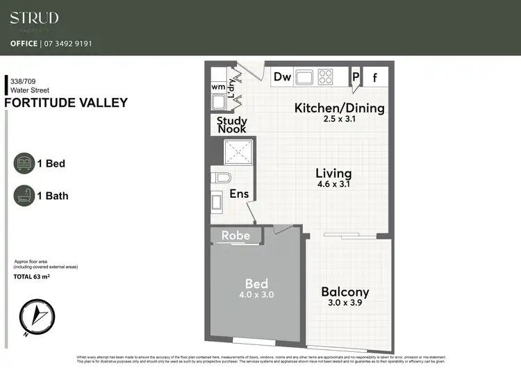 Floorplan of Homely unit listing, 709/338 Water Street, Fortitude Valley QLD 4006