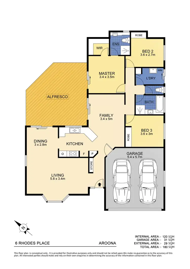 Floorplan of Homely house listing, 6 Rhodes Place, Aroona QLD 4551