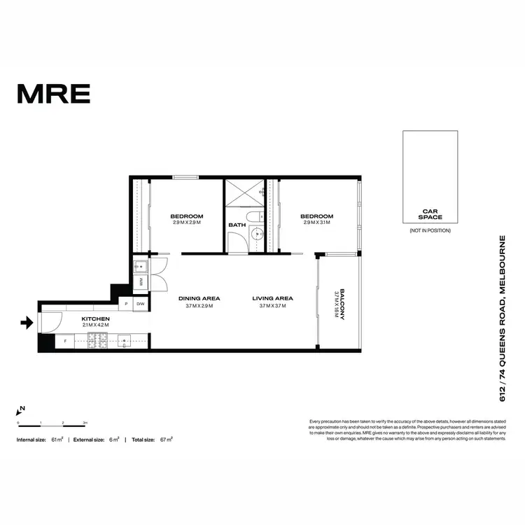 Floorplan of Homely apartment listing, 612/74 Queens Road, Melbourne VIC 3004