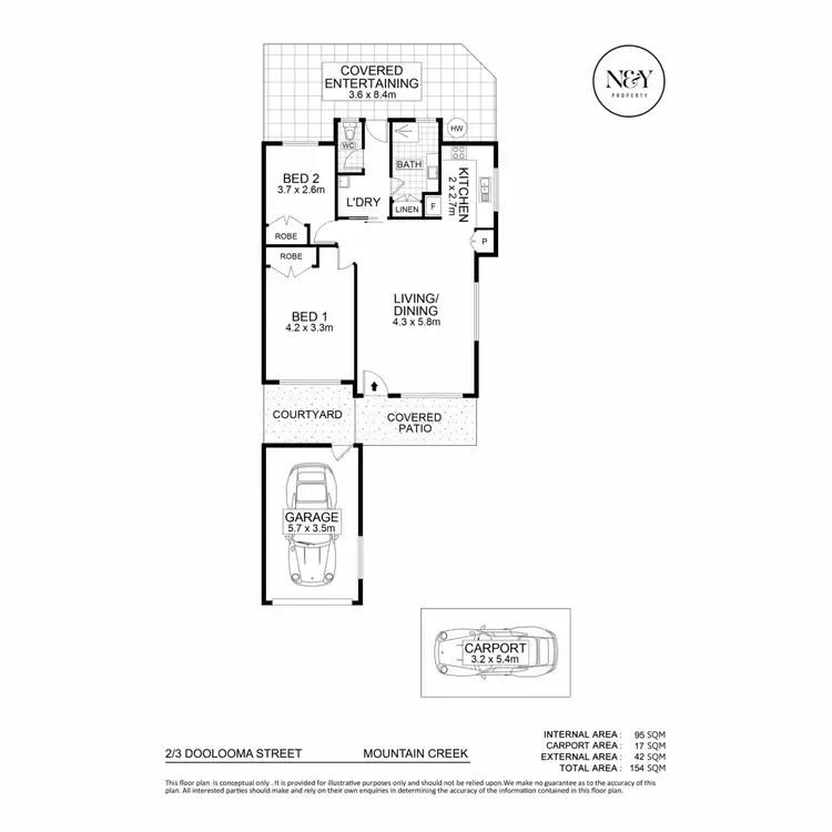 Floorplan of Homely semi-detached listing, 2/3 Doolooma Street, Mountain Creek QLD 4557