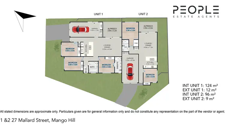 Floorplan of Homely semi-detached listing, 1 and 2/27 Mallard Street, Mango Hill QLD 4509