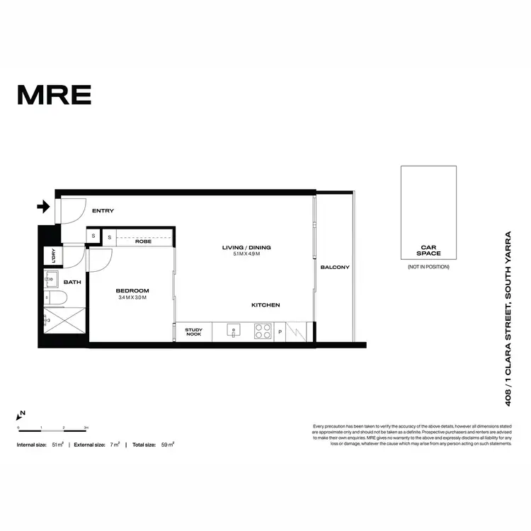 Floorplan of Homely apartment listing, 408/1 Clara Street, South Yarra VIC 3141