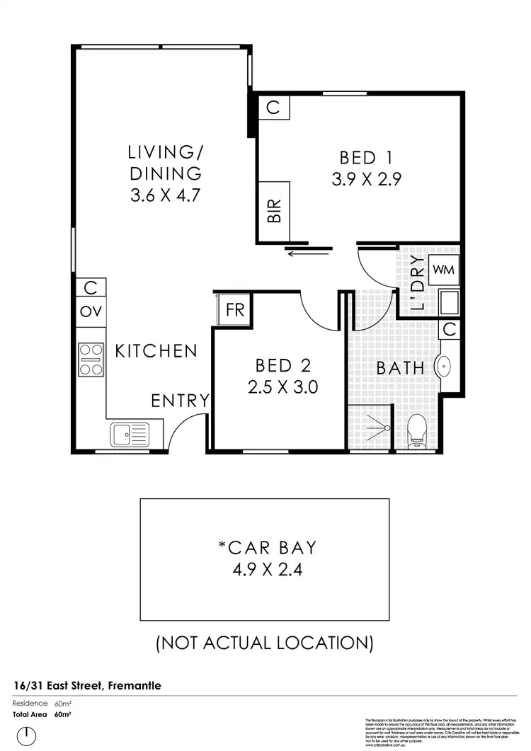 Floorplan of Homely unit listing, 16/31 East Street, Fremantle WA 6160