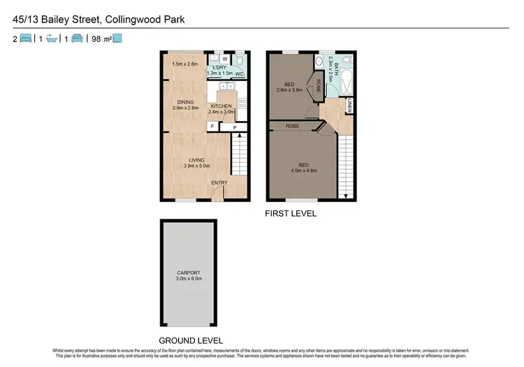 Floorplan of Homely townhouse listing, 45/13 Bailey Street, Collingwood Park QLD 4301