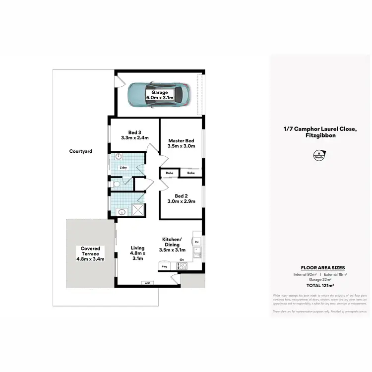 Floorplan of Homely semi-detached listing, 1/7 Camphor Laurel Close, Fitzgibbon QLD 4018