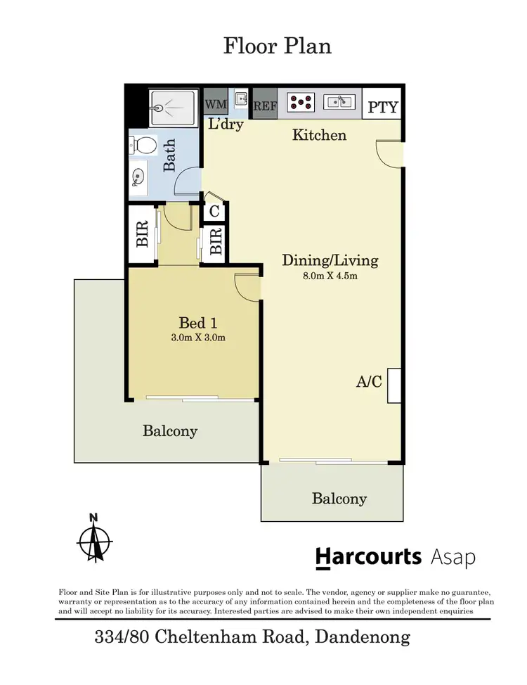 Floorplan of Homely apartment listing, 334/80 Cheltenham Road, Dandenong VIC 3175